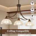 3-Light Oil Rubbed Bronze Pendant Light for Kitchen Island Antique Dome Hanging Light Fixture Brushed Bronze Dinner Room Light with Crystal Glass Adjustable Pendant Lamp for Bedroom Hallway Entryway