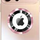 Magnetic Series Design for iPhone 15 Pro Max Case,[Compatible with MagSafe][Military Drop&Full Camera Lens Protector] Large Window Logo View Dust-Proof Matte Shockproof Cover,Pink