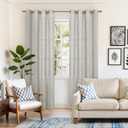 YoungsTex Light Grey Linen Curtains 84 Inch Length for Living Room, Textured Semi Sheer Window Drapes with Bronze Grommet Light Filtering for Bedroom Dining, 2 Panels, 52 X 84 Inch
