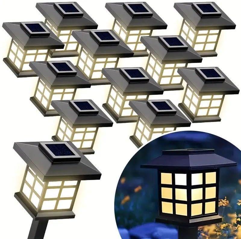 Solar Outdoor Lights,LED Solar Lights Outdoor Waterproof, Solar Walkway Lights Maintain 10 Hours of Lighting for Your Garden, Landscape, (Regular - Upgrade 12 Lights)