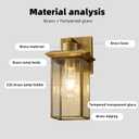 Brass Outdoor Wall Light Fixtures, Exterior Waterproof Lanterns, Porch Wall-Mounted Lights with E26 Socket and Glass Shade Modern Rustproof Wall Sconces for Yard, Front Door & Entryway.2-Pack