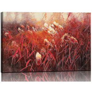 Sense&Sensitivity Arts - Reed Landscape Oil Painting Print Red Abstract Wall Art Modern Vintage Red Grass Wall Decor Abstract Art Wall Decor for Living Room Kitchen Bathroom Bedroom Office Hallway 24x36 Inch