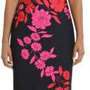 London Times Women's Dresses Jewel Neck Flutter Sleeve Emotional Flattering Polished Chic Midi Length Sheath Dress (Black), 22 Plus