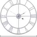 1st owned Large Wall Clock Metal Retro Roman Numeral Clock, Modern Round Wall Clocks Almost Silent, Easy to Read for Living Room/Home/Kitchen/Bedroom/Office/School Decor (Silver, 32 Inch)