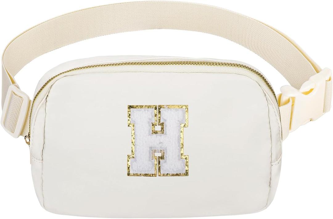 Birthday Gifts Christmas Personalized Gift for 4 5 6 7 8 9 10 11 12 13 14 Year old Girls Teen Sister Kid Initial Letter Fanny Pack Trendy Stuff Crossbody Bag White Letter H