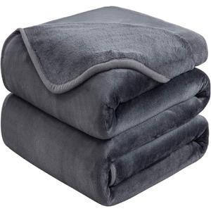 Soft Queen Size Blanket for All Season Warm Fuzzy Microplush Lightweight Thermal Fleece Summer Autumn Fall Winter Spring Blankets for Queen Full Bed Couch Sofa,90x90 Inches,Dark Gray