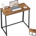 WOHOMO Folding Computer Desk, Small Writing Desk 31.5", Space-Saving Foldable Laptop Table Writing Workstation for Home Office, Easy Assembly, Rustic Walnut (Small Size:31.5 x 15.7, Brown)