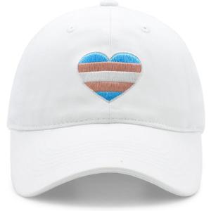 Waldeal LGBTQ Pride Baseball Cap, Adjustable Embroidered Heart Cotton Hat, Pride Month Gift for Women Men (White)