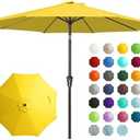 9FT Outdoor Patio Umbrella Outdoor Table Umbrella with Push Button Tilt and Crank, Market Umbrella 8 Sturdy Ribs UV Protection Waterproof for Garden, Deck, Backyard, Pool (Yellow)