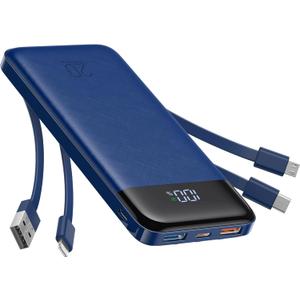 Charmast 20000mAh Portable Charger with 4 Built-in Cables & 6 Outputs, 20W Power Bank Fast Charging - USB C External Battery Pack for iPhone 16 15 14, Android, iPad, Tablet & More (Travel Essential)