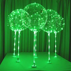 Lightsfever Green LED Balloons 6pc Light up Balloon with sticks and stands and batteries, for tabletop no helium required DIY Kit (Green)