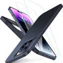 TORRAS Slim Yet Shockproof for iPhone 14 Pro Max Phone Case with 2X Tempered Screen Protectors, [Mil-Grade Drop Tested] Thinner Yet Tougher Protective iPhone 14 Pro Max Case 6.7 inch, Matte Black