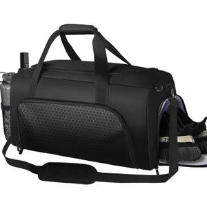 Gym Sports Duffle Bag for Men, Athletic Workout Bag, 20" Medium Duffel Bag with Wet Pocket & Shoe Compartment Black