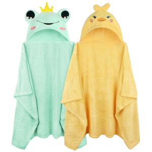 Toddler Bath Towel Hooded Kids Towel Bath Baby Towels with Hood for Boy Girl 0-5 Years, 2-Pack Soft Absorbent Baby Bath Towels Toddler Towels, Large Thick 50''x32'' Kids Hooded Towel for Toddlers (Green & Yellow)