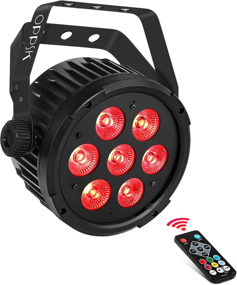 LED Stage Par Light - 70W 7LED RGBWA Stage Light - Sound Activated Auto Play Remote & DMX Control - Uplighting for Events Birthday Wedding Church Music Concert Halloween Christmas