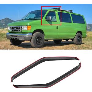 in-Channel Window Visor for 1992-2006 Ford E-150 E-250 E-350 E-450 E-550/ E150 E250 E350 E450 E550, Rain Guards Shields Vent Deflector Shade Wind Dark Smoke, 2PCS
