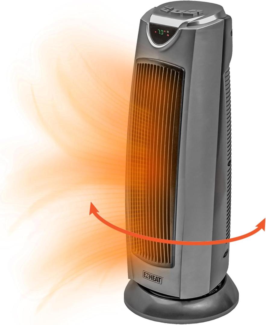 Oscillating Ceramic Tower Space Heater with Adjustable Thermostat, Dual Heat & Fan Only Settings, Stay Cool Housing, Safety Tip Over Switch, and Oveheat Protection, MG-KPT-2000