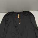 Women's Puff Long Sleeve Tops Pleated V Neck T Shirts Henley Button Tunic Blouses (Large, Black)