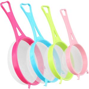 4Pcs/Set Fine Mesh Strainer Set, Kitchen Plastic Flour Colander Set, Solid-Liquid Separator Gadget with Non Slip Handles, for Yogurt Baking Kitchen Kefir Tea Juice Pasta(size:4pcs/set)