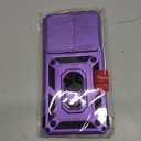 Janmitta Compatible with Samsung Galaxy S25 FE Case Built in Slide Camera Lens Cover+Screen Protector+Finger Ring Holder Kickstand,Heavy Duty Shockproof Full Body Phone Cover,2025 Purple