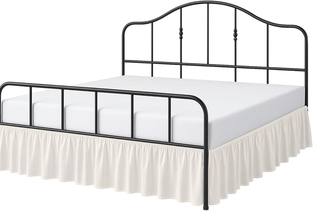 Cottington Lane Ruffled Bed Skirt Full Size with Split Corner, Brushed Microfiber Hotel Quality Ivory Dust Ruffle, 21 Inch Drop Gathered Bedskirt, Soft and Stylish, Shrinkage and Fade Resistant