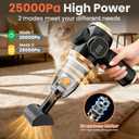 Brushless Motor Portable Cordless Car Vacuum Cleaner 25000 Pa High Power, LCD Display, Rechargeable Handheld Vacuum for Car, Home, Office | Efficiently Removes Pet Hair, Sofa (Black & Gold)