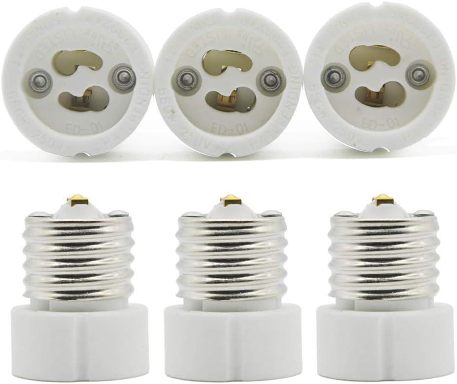 E26 E27 Edison Screw Socket to GU10 Bayonet Base Adapter,GU10 Ceramic Socket Converters for GU10 Halogen Bulb, GU10 LED Spot Light,UL Listed, 660W/250V