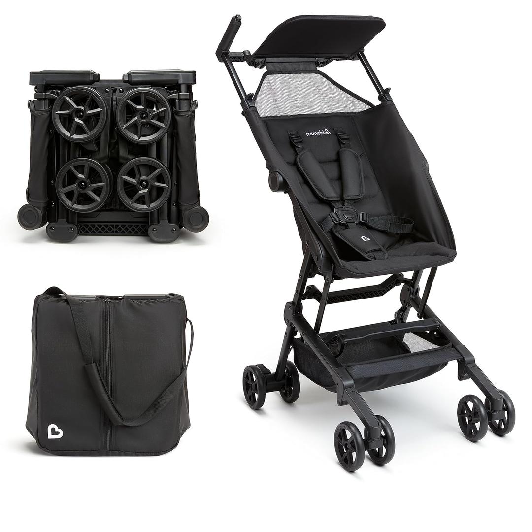 Munchkin Sparrow Travel Baby Stroller for Babies and Toddlers, Ultra Compact and Lightweight, Great for Airplane and Everyday Car Trips, Black