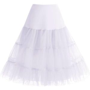 Bbonlinedress Women's 50s Petticoat Skirt Vintage Tutu Crinoline Underskirt 25" (White) S