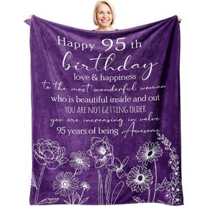 Xutapy 95th Birthday Gifts for Women, 95th Birthday Decorations Blanket 60x50, 95 Year Old Present Ideas, Happy 1931 Birthday Gifts for Mom/Wife/Grandma/Friends, Turning 95 Gift Throw Blanket