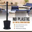 Carvers Olde Iron Galvanized Steel Outdoor Cigarette Butt Disposal, Metal Receptacle for Commercial Use (36 Height, 4 Gallon capacity, Black)