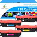 118 Toner Cartridges Compatible Replacement for Canon 118 CRG118 CRG-118 Toner for Canon Imageclass MF8580Cdw MF726Cdw MF8380Cdw MF8350Cdn LBP7660Cdn MF8350 MF8580 Printer Ink (B/C/Y/M, 4-Pack)