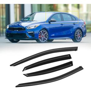 Window Visor for 2019-2024 Kia Forte, Out-Channel Rain Guards Shields Vent Deflector Shade Wind Dark Smoke Ventshade Ventvisor for Forte 2023 2022 2021 2020, Tape-On Outside-Mount, 4PCS