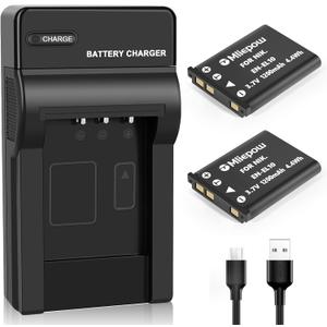 2 Pack EN-EL10 Battery and Micro USB Charger Compatible with Nikon Coolpix S60, S80, S200, S205, S220, S230, S500, S510, S520, S570, S600, S700, S3000, S4000 Digital Cameras, MH-63 Charger