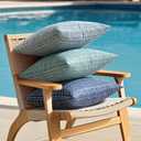 EMEMA Outdoor Waterproof Throw Pillow Covers Pack of 2 18x18 Inch Weaving Texture Outside Decorative Cushion Covers for Garden Patio Tent Balcony Bench Tent Couch Sofa Navy