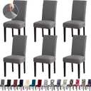 Chair Covers, Stretch Kitchen Dining Room Chair Covers Set of 6, Removable Washable Dining Chair Slipcovers for Home, Hotel, Banquet (.Grey)