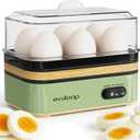 Evoloop Rapid Egg Cooker Electric 6 Eggs Capacity, Soft, Medium, Hard Boiled, Poacher, Omelet Maker Egg Poacher With Auto Shut-Off, BPA Free (Green)