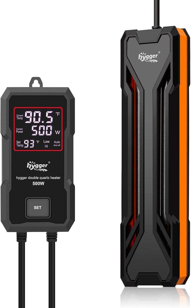Hygger Aquarium Heater 300W/500W/800W/1000W, Submersible Fish Tank Heater with Digital LED Controller and Intelligent Leaving Water Automatically Stop Heating System, for Freshwater and Saltwater (500W for 65-135 Gallon)