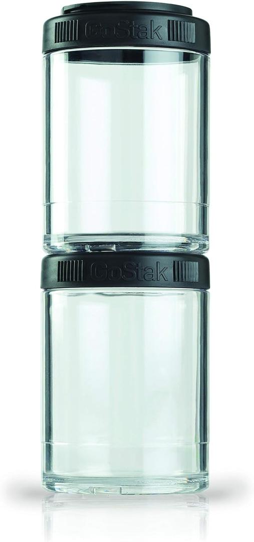 BlenderBottle GoStak Twist n' Lock Storage Jars, 150cc 2-Pak, Black