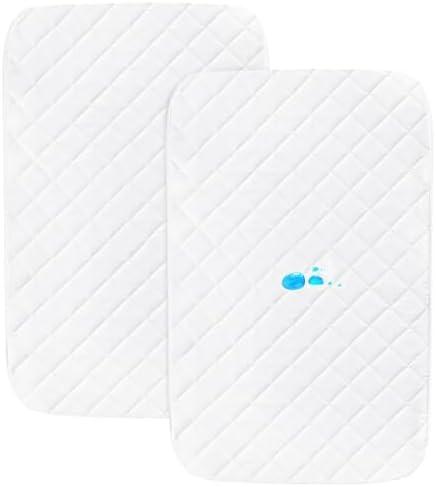 Bassinet Mattress Pad Cover Fit for Baby Delight/Mika Micky/Dream On Me Lotus/ANGELBLISS/KoolerThings (3 in 1) Bedside Sleeper, Waterproof Bassinet Mattress Protector Quilted Bassinet Sheets 2 Pack