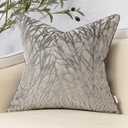 Yangest Dark Grey Twigs Throw Pillow Cover Branches Velvet Cushion Case Neutral Pillowcase for Sofa Couch Bedroom Living Room Home Decor,18x18 Inch