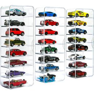 KISLANE 24 Toy Cars Display Case Compatible with Toy Cars, Transparent Acrylic Display Case Matchbox Cars
