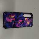 Compatible with Samsung Galaxy S23 Case,Stained Glass Purple Flower Four Corner Airbag Case for Samsung Galaxy S23,Christmas Drop Protection Corner