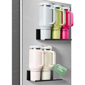 2 Pack Magnetic Cup Holder for Fridge, Water Bottle Organizer for Stanley and Tumbler with Double Sided Tape Hold Stanley Cup Accessories for Kitchen Cabinet