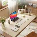 Aothia Faux Leather Desk Mat - Large Mouse Pad, Non-Slip PU Leather Blotter, Waterproof Writing Surface for Office and Home (Beige, 42" x 17")