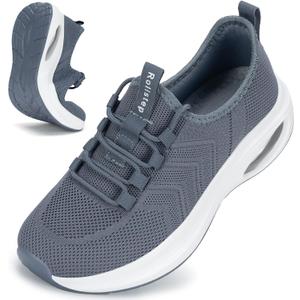 Rollstep Wide Toe Box Shoes Women Extra Wide Width Sneakers Diabetic Air Cushion Road Running Shoes Ultra Light Wide Tennis Sneakers Gym Training Breathable Walking Shoes Dark Grey 39