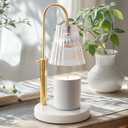 Flameless Candle Warmer Lamp for Jar Candles Large & Small – Dimmable Lamp Candle Warmer Electric with Large Marble Base & Adjustable Height – Candle Melter with Timer and 4 Halogen Light Bulbs