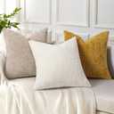 DecorUhome Summer Cream White Chenille Throw Pillow Covers 18x18 Set of 2 Textured Cozy Slubby Couch Pillow Covers Modern Farmhouse Boho Decorative Pillow Cases for Bed Sofa Living Room