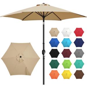Yaheetech 9FT Outdoor Patio Umbrella, Outdoor Table Umbrella with Push Button Tilt and Crank, Yard Sun Shade, UV Protection Waterproof for Garden/Deck/Backyard/Pool (Tan)