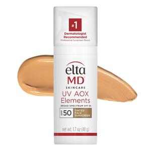 EltaMD UV AOX Elements Tinted Mineral Face Sunscreen Lotion, Tinted Moisturizer for Face SPF 50 with Antioxidants, For Dry Sensitive Skin 1.7 oz Pump, 48 g